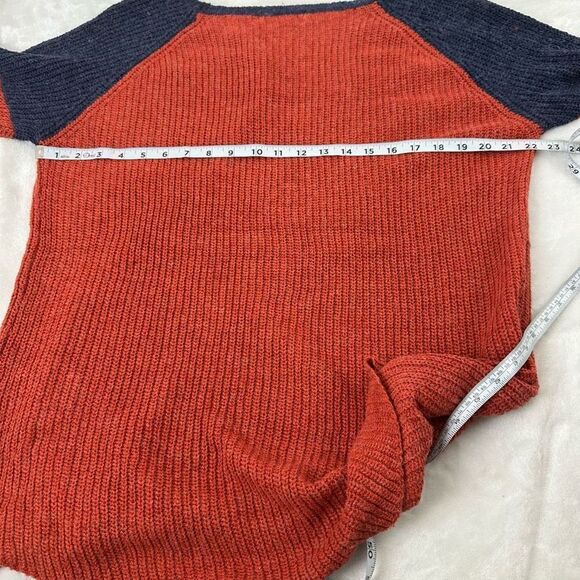 Military Hippie M Relaxed Fit Pullover Knit Sweater Rust Orange Blue Slouchy - Picture 6 of 7